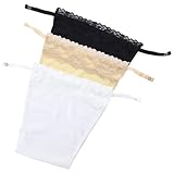 3Pcs Modesty Panels for Low Cut Tops,Cleavage Cover Up for Dresses Lace Inserts Low Cut Tops,Lady Clip-On Mock Camisole Bra Overlay Panel Vest for Women Anti-Peep Cover-Up Cleavages(Black,White,Beige)