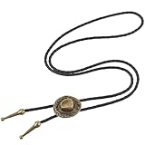 Ptwola Men Bolo Tie Western Rodeo Cowboy Tie Necklace Fancy Leather Necktie Clothes Supplies Bronze Cowboy Hat Buckle Wear Collar Cord Kit Neck Belt Costume Accessories for Women Kids Boys