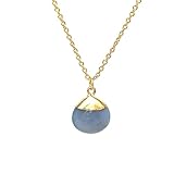 Gempires Natural Blue Opal Pendant Necklace, Pear Pendant, Gift for Her, October Birthstone Jewelry, Opal Jewelry, 16+2 inch Adjustable 14k Gold Plated Chain