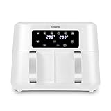 Tower T17137WHT Vortx 8.5L Dual Basket Air Fryer with Dual Cook Function, 2400W, White & Chrome