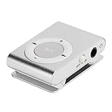 MiniMP3 BackClip Player, Portable Digital Music Media Player with Earphone and USB Cable, Long Battery Life for Outdoor Activities, 8GB Memory Card Slot (Silver)