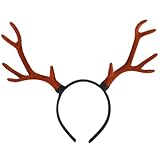 Homoyoyo Deer Antlers Headband Adjustable, Reindeer Antlers Headband, Halloween Accessories for Adult Boys Grils Brown