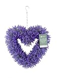 Artificial Hanging Lavender Heart Topiary Wreath, 45cm in Diameter, 30cm Length Chain