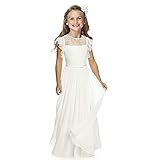 Fancy Flower Girl Dress Girls Holy Communion Dresses for Wedding Pageant 2-13 Year Old(Ivory,12-13Y)