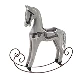 Pssopp Vintage Rocking Horse Ornament Resin Iron Decor Piece Sturdy Construction, Perfect for Display, Exquisite Craftsmanship, Ideal for Christmas, Weddings
