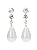 Ted Baker Pearsti Statement Crystal Bead Drop Earrings for Women (Gold/Pearl & Crystal)