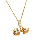 VAKTWPDLY Custom Name Dumbell Pendant Necklace Gym Dumbbell Barbell Necklace Personalised Dumbbell Charm with Name Engraved, Stainless Steel Fitness Jewelry for Men Women