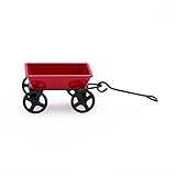Gxsterd Miniature Red Wagon 1/24 Dollhouse Metal Wagon for Dollhouse Decoration Accessories