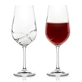 Bar Amigos Pack of 2 TURBULENCE Deluxe Bohemian Crystal Wine Glasses Decanting Special Unique Wave Shaped Design For Better Aeration 550ML / 19.3 ounce Bordeaux