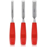 3 Pcs Chisel Set, Wood Chisels for Woodworking DIY Wood Chisel Sets with Bevel Edge, Carpenters Carving Tools Non-Slip Handle, Hand Woodworking Tools for Carpentry Joinery Sculpting 12mm, 19mm, 25mm