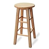 CHZIMADE Wooden Bar Stool Wood Stools with Foot Rest Bar Stool 60cm Tall Seat Height Counter Barstools (1, Round(60X30X30CM))