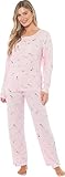 KATE MORGAN Ladies lightweight cosy pyjamas | Womens loungewear sets pjs for her (UK, Alpha, M, Regular, Regular, Pink Star)