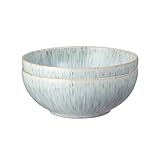 Denby - Halo Speckle Cereal Bowls Set of 2 - Grey, Neutral Patterned Coupe Dishwasher Microwave Safe Crockery 820ml - Glazed Ceramic Stoneware Tableware - Chip & Crack Resistant Soup Bowls