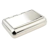1oz Stainless Steel Polished Tobacco Tin with Paper Holder, Silver, 10 x 6.8 x 2.8cm