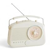 Steepletone Brighton BT Retro Radio With Bluetooth Connectivity, FM MW & LW, Battery & Mains Operated, Headphone Socket, Portable Classic Style (Cream)