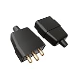 rhinocables 3 Pin In-Line Mains Power Adapter, Rubber Connector Weather-resistant Design, Durable Electrical Plug for Home, Office, and DIY Projects (Black)