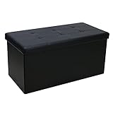 La Maison Large Ottoman Foldaway Storage Blanket Toy Box Bench Faux Leather Practical Bench Blanket Box (Black, 76cm x 38cm)