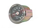 AEspares Replica Fits Triumph T20 Cub Speedo 0-80 Mph Black Faced 2 1/5" Dia
