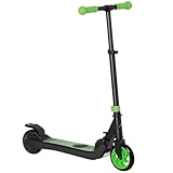 HOMCOM Kids Folding Electric Scooter Adult E Scooter, 120W, with Adjustable Height and Rear Wheel Brake, 8km/h Maximum Speed, for Children Ages 6-12 Years Old, Green