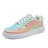 VLOOKST Women Classic Retro Gum Sole Fashion Sneakers Leather Low Top Tennis Shoes Anti Slip Trainers Casual Comfortable Walking Shoe Pink