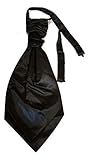LL®New Italian Adult Mens Satin Wedding Ruche Cravat Tie Party Event (Black)