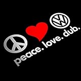 Peace Love Dub Vinyl Decal, Euro VW Campervan Sticker, Funny Car Bumper Sticker, Euro Vanlife - 200mm