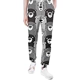 Monochrome Bear Polar Bear Sweatpants for Men Yoga Athletic Lounge Jersey Trousers with Pockets Sport Pant M