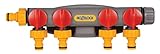HOZELOCK - Multi-Tap Connector 4-Way Watering : Ideal for Creating 4 Circuits on a Single Tap, Independent Flow Valve for Each Outlet, Supplied with X2 Fittings and Screws [2150R0000]