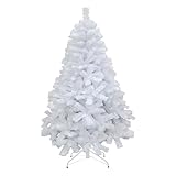 Shatchi 7FT / 2.1M Alaskan Pine White Artificial Christmas Tree Bushy, 800 Tips Xmas Home Decorations, PVC, 210CM / 7FT White