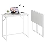 Dripex Folding Desk Foldable Small Computer Desk Writing Table for Small Place Easy Assembly, White