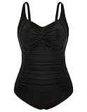 Hanna Nikole Large Sizes Tummy Control One-Piece Swimwear Women Push Up One-Piece Swimsuit for Plus-Size Women Black 16 Plus