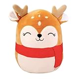 POPOYU 20cm Christmas Reindeer Plush Pillow,3D Cute Christmas Stuffed Reindeer Pillow Doll Squishy Cotton Plushies Doll,Super Soft Pillows Gift for Collection Family Home Decoration