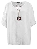 Love My Fashions® Women's Italian Lagenlook Tunic Top – Oversized Loose Fit 3/4 Sleeve Round Neck Casual & Comfortable UK Fashion White