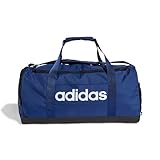 adidas Unisex Essentials Linear Duffel Bag, Dark Blue/White, M