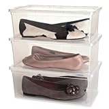 Lakeland Ladies Transparent Shoe Organiser Lidded Storage Boxes - Set of 3