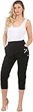 Womens Cherry Berry Cropped Trousers Capri Pants for Women 3/4 Trouser Elasticated Waist Cotton Stretchable Black Navy 10-24 UK (UK, Numeric, 14, Regular, Regular, Black)