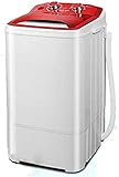 Small Washing Machine 3kg Environmental Protection PP Purple Light Antibacterial Drum Washing Machine, 3.0kg Small Capacity Washing Machine, 240W Semi-automatic Removable Drain,Red