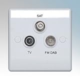 BG Electrical 867 Nexus White Moulded Triple Gang Screened TV/FM / SAT Triplex Socket