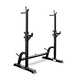 Phoenix Fitness Adjustable Squat Rack – Multi-Function Barbell Rack Stand with Spotters & Dip Bars for Strength Training, Bench Press & Weight Lifting with Weight Plate Holder for Home Gym - Black