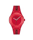 HUGO Analogue Quartz Watch for Men #LIT FOR HIM Collection with Red Silicone Bracelet - 1530346