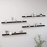 Homvdxl 115x9cm Floating Shelves Picture Ledge, 4 Set Wall Mount Decor Shelf Easily Mounted for Living Room Bedroom Entryway Hallway Bathroom - Black