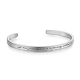 Forleiton Wide Cuff Bracelet Bangle Engraved A true friendship is a journey without an end Inspirational Jewelry Gift (Silver)