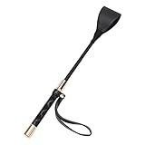 Zhichengbosi Horse Crop Black, Faux Leather Riding Crop With Anti-Slip Grip Gel Handle (30cm, black)