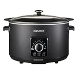 Morphy Richards 6.5L Easy Time Slow Cooker, Automatic Heat Settings, Keep Warm Mode, Hob Proof, Countdown Indicator, Dishwasher Safe Pot, Matte Black, 461021