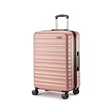 Amazon Basics Hardside Medium Suitcase, ABS Hardshell Expandable Lightweight Suitcase with 4 Spinner Wheels, 68 cm, Rose Gold