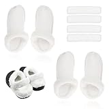 Uoxmiy 2 Pairs Insoles for Crocs Clogs Replacement 240mm Fluffy Fur Lined for Crocs, Winter Clogs Liner with Shoelace Cover, Short Plush Insert Lining Shoe Inner for Clogs Removable