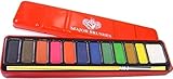 Lexicon Select Water Colour Block Tin with 12 Colours, Paintbrush & Colour Mixing Chart