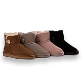 Aus Wooli Short Sheepskin Button Boot - Pink - UK WOMEN 6/UK MEN 6
