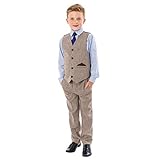Vivaki Boys Tweed Suit, 4 Piece Boys Wedding, Page Boy, Party Outfit, 0/3 Months to 12 Years, 9/10 Years, Brown