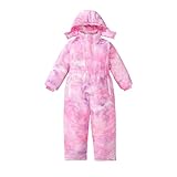 AMhomely Kids Padded Snowsuit-Boys Girls Romper Snowsuit,Waterproof,Windproof,Winter Warm Snow Overalls,Hooded Thermal Ski Jumpsuits,Outdoor,Snowboarding,Skiing A Pink 7-8 Years